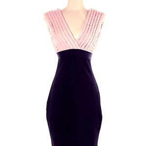 Max Studio Blush Pink Ruched Black Dress